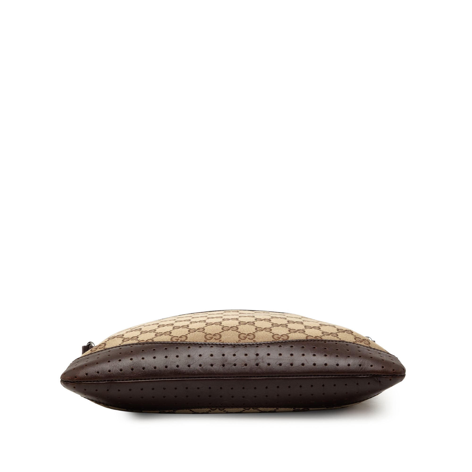 Zip Messenger Bag GG Canvas with Perforated Leather Medium