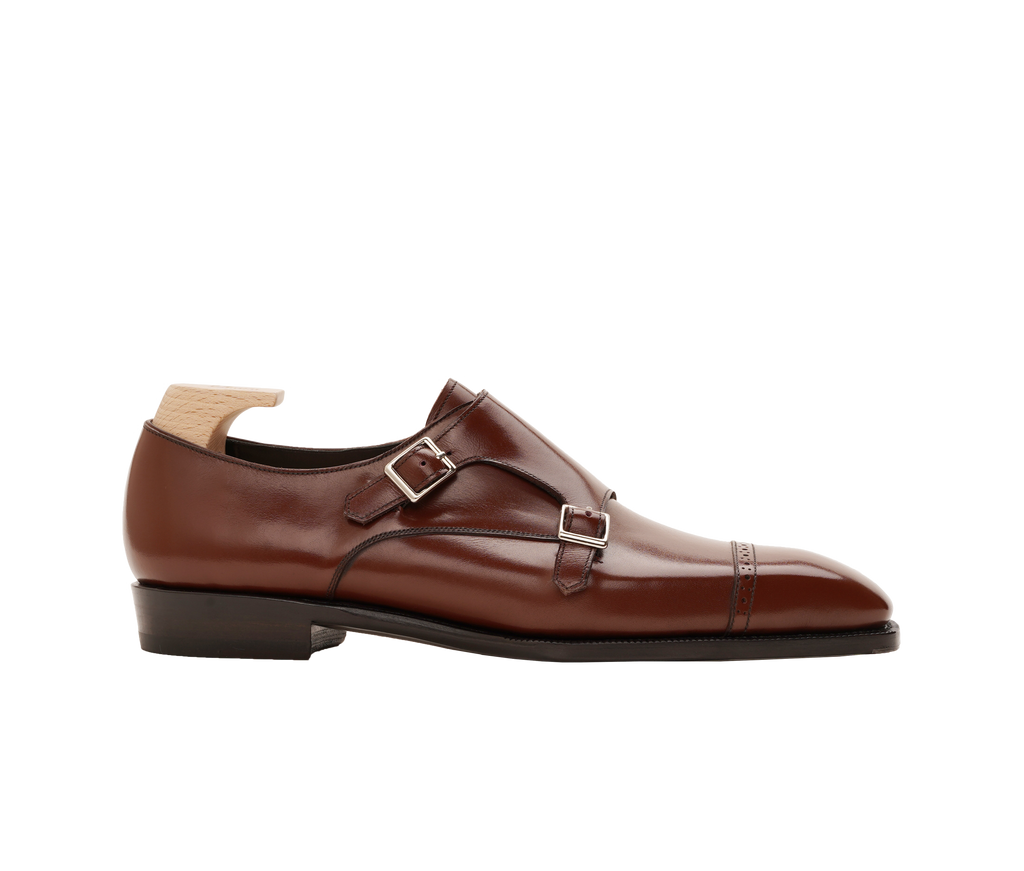Italian Leather Double Monk Strap Shoes – Elegant & Durable Dress Footwear