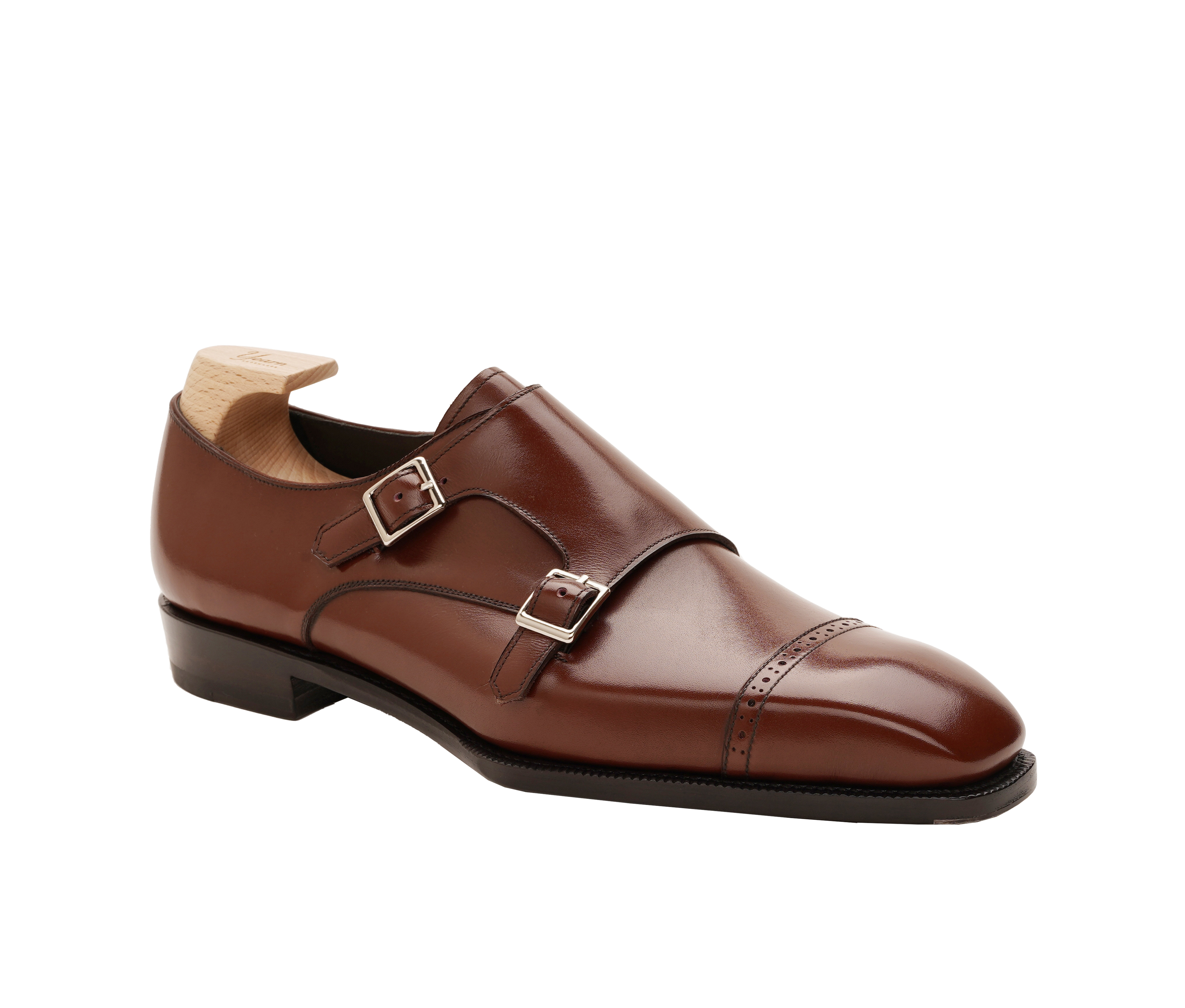 Italian Leather Double Monk Strap Shoes – Elegant & Durable Dress Footwear