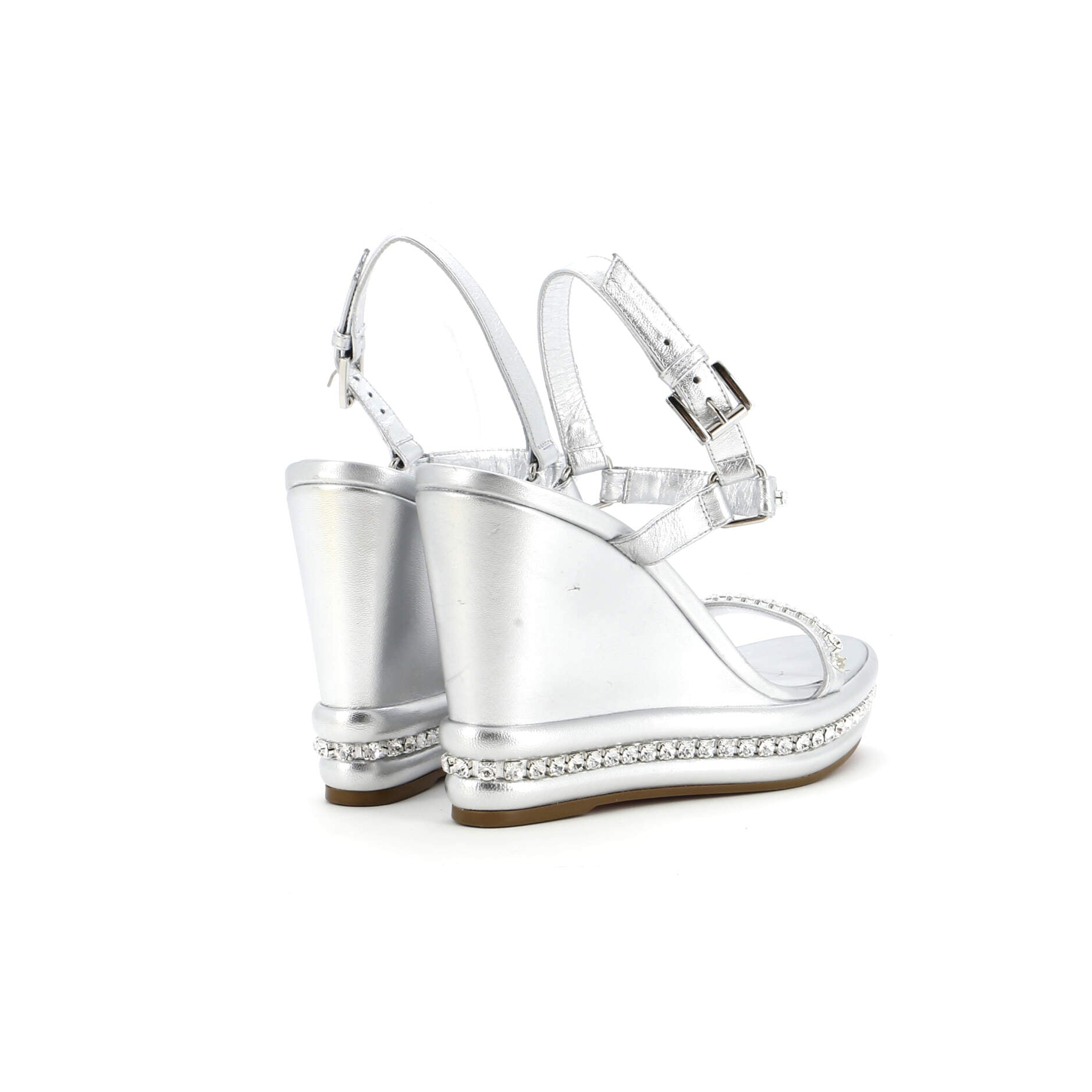 Women's Pyrastrass Wedge Sandals Leather with Crystal Embellished Details 110