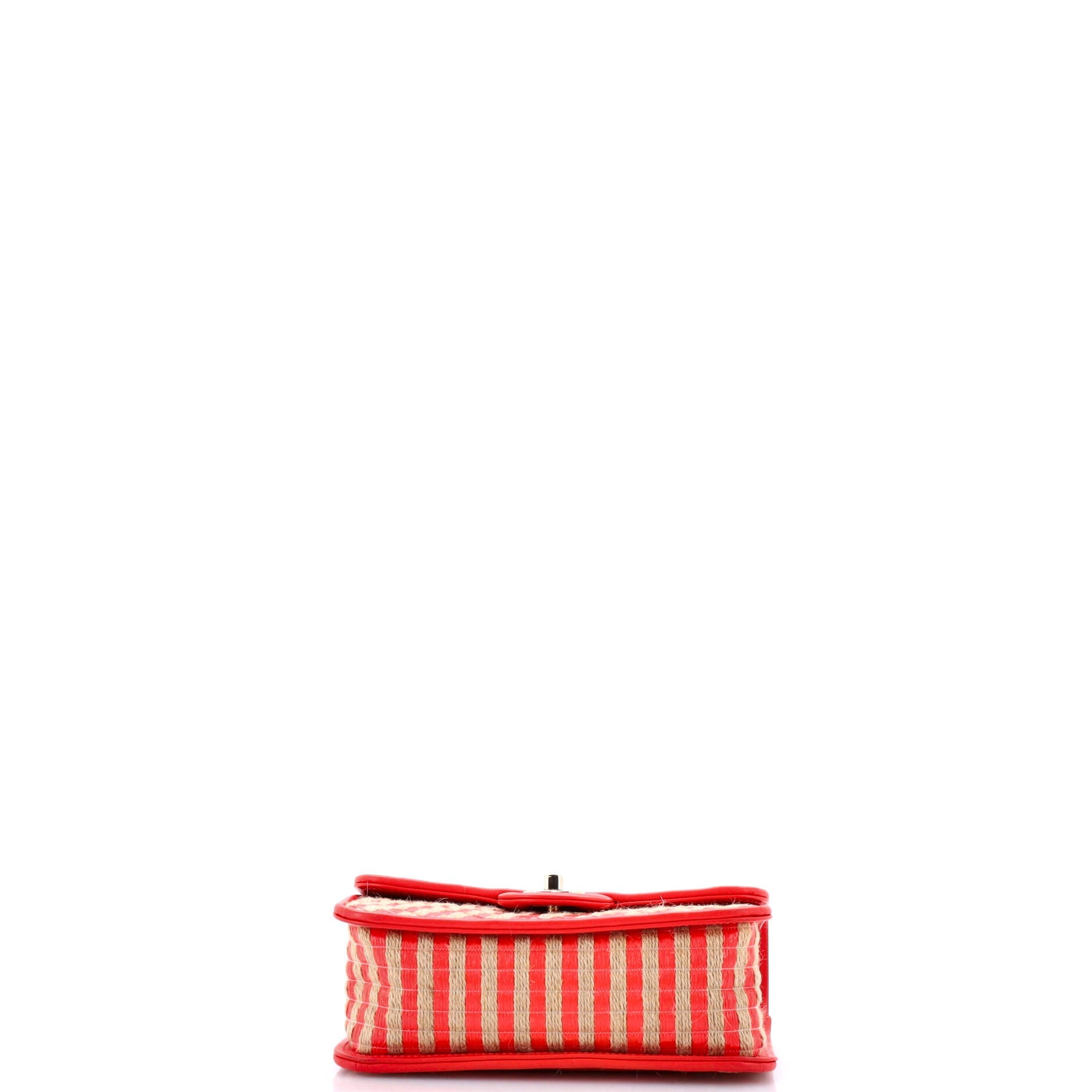 CC Flap Bag Striped Raffia and Jute Mini