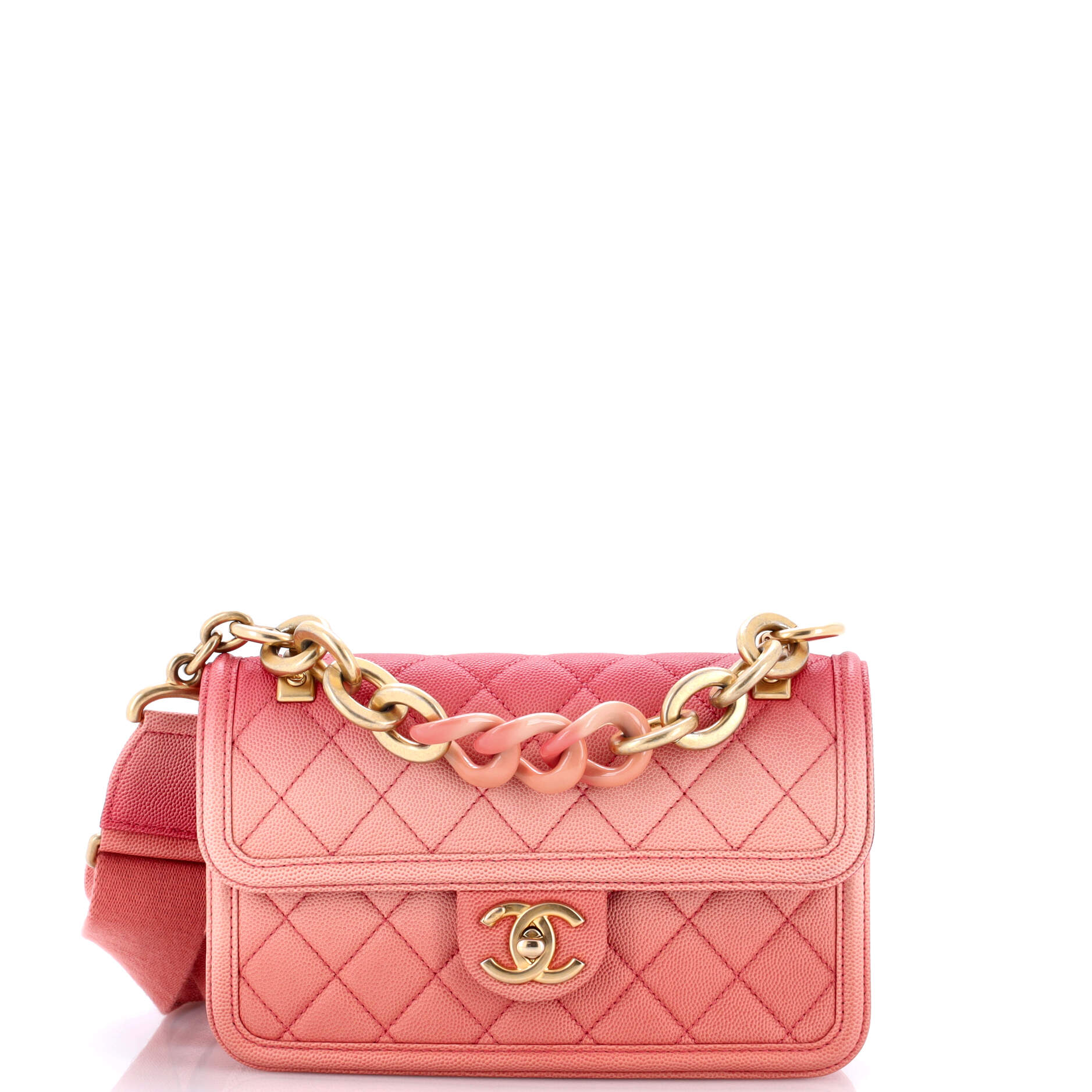Sunset On The Sea Flap Bag Quilted Caviar Small