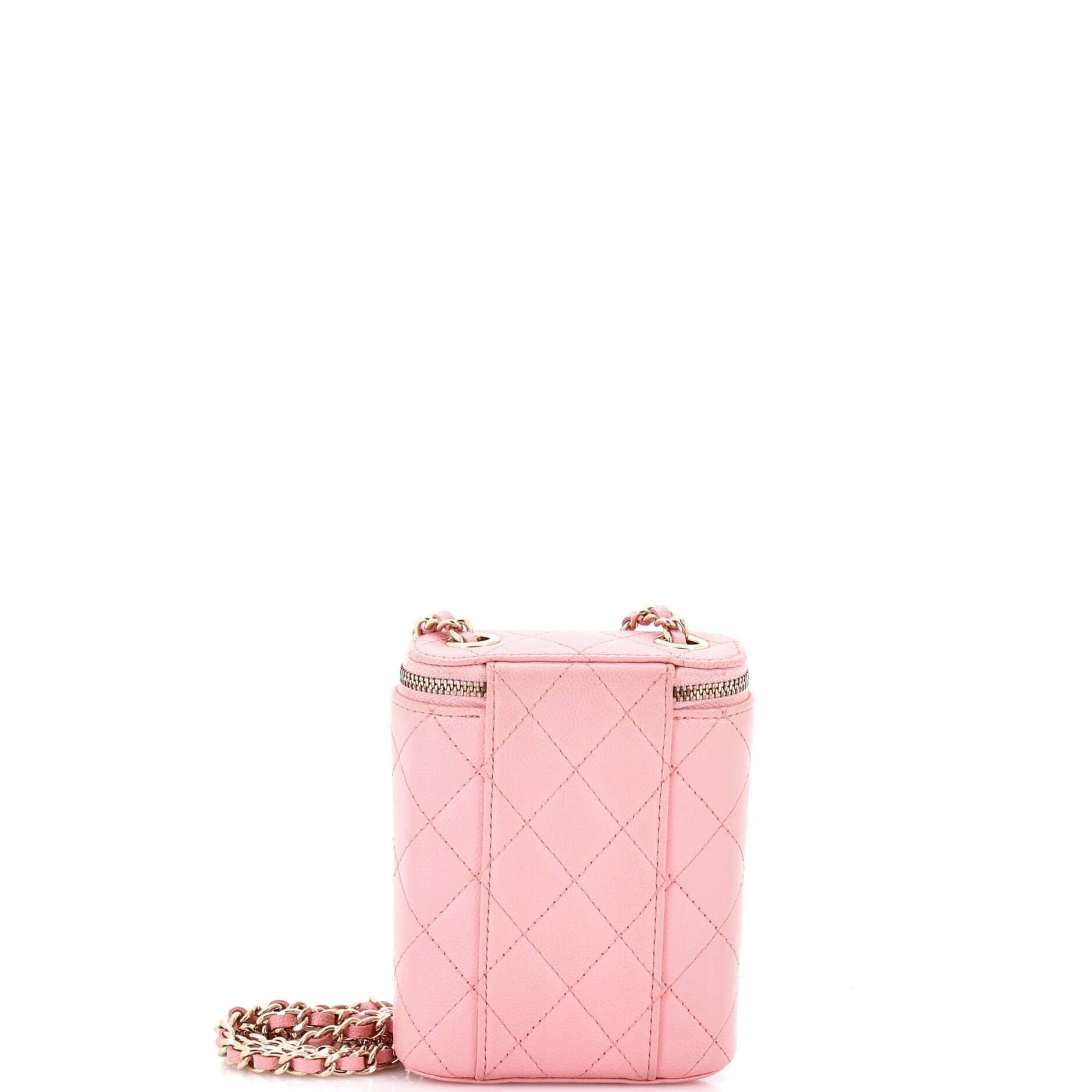 Vertical Classic Vanity Case with Chain Quilted Caviar Small