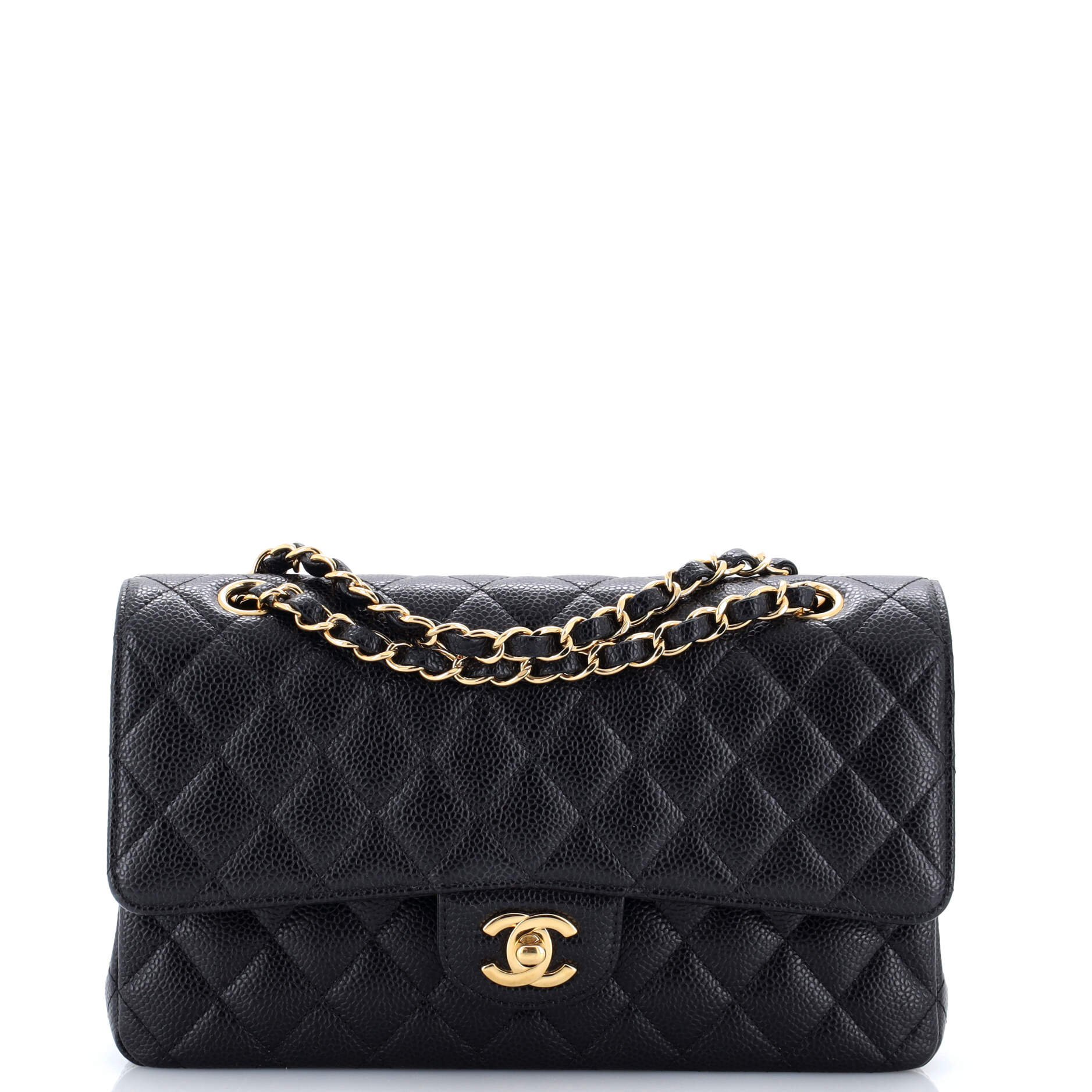 Classic Double Flap Bag Quilted Caviar Medium