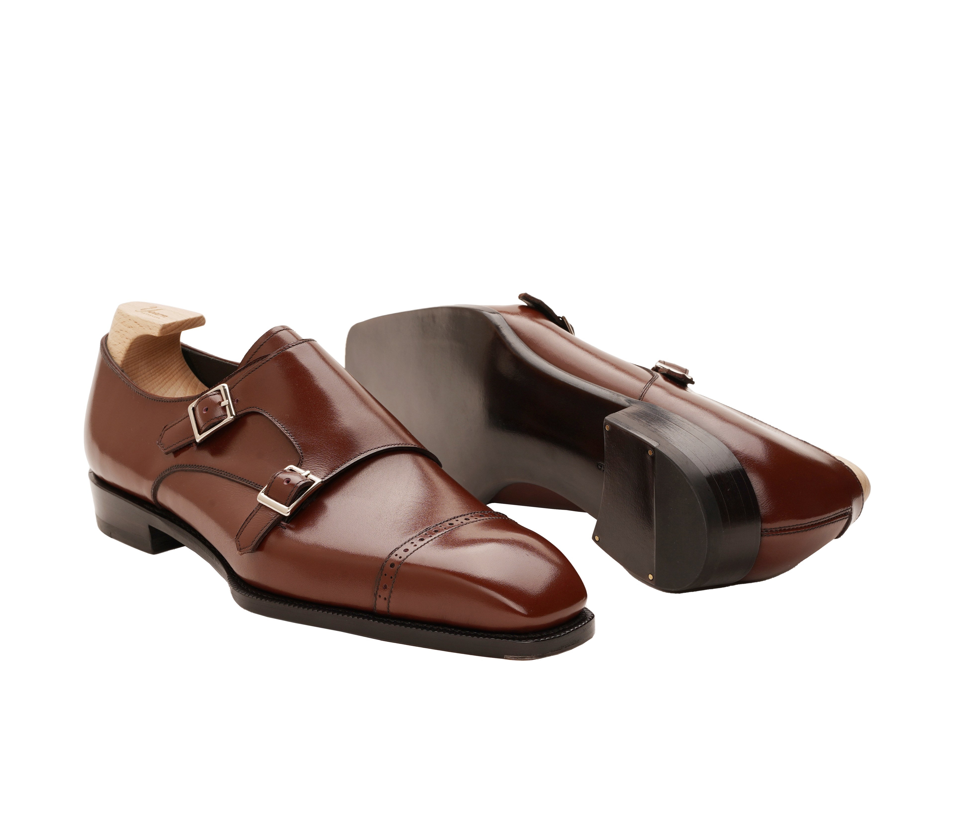 Italian Leather Double Monk Strap Shoes – Elegant & Durable Dress Footwear