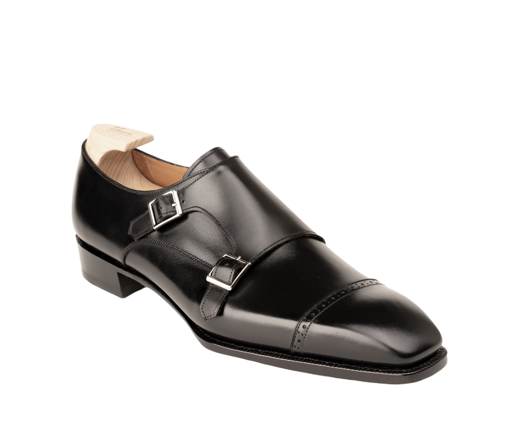 Black Double Monk Strap Shoes – Handcrafted Italian Leather