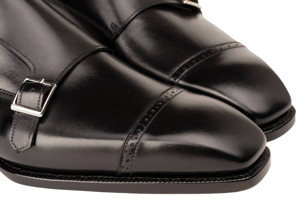 Black Double Monk Strap Shoes – Handcrafted Italian Leather