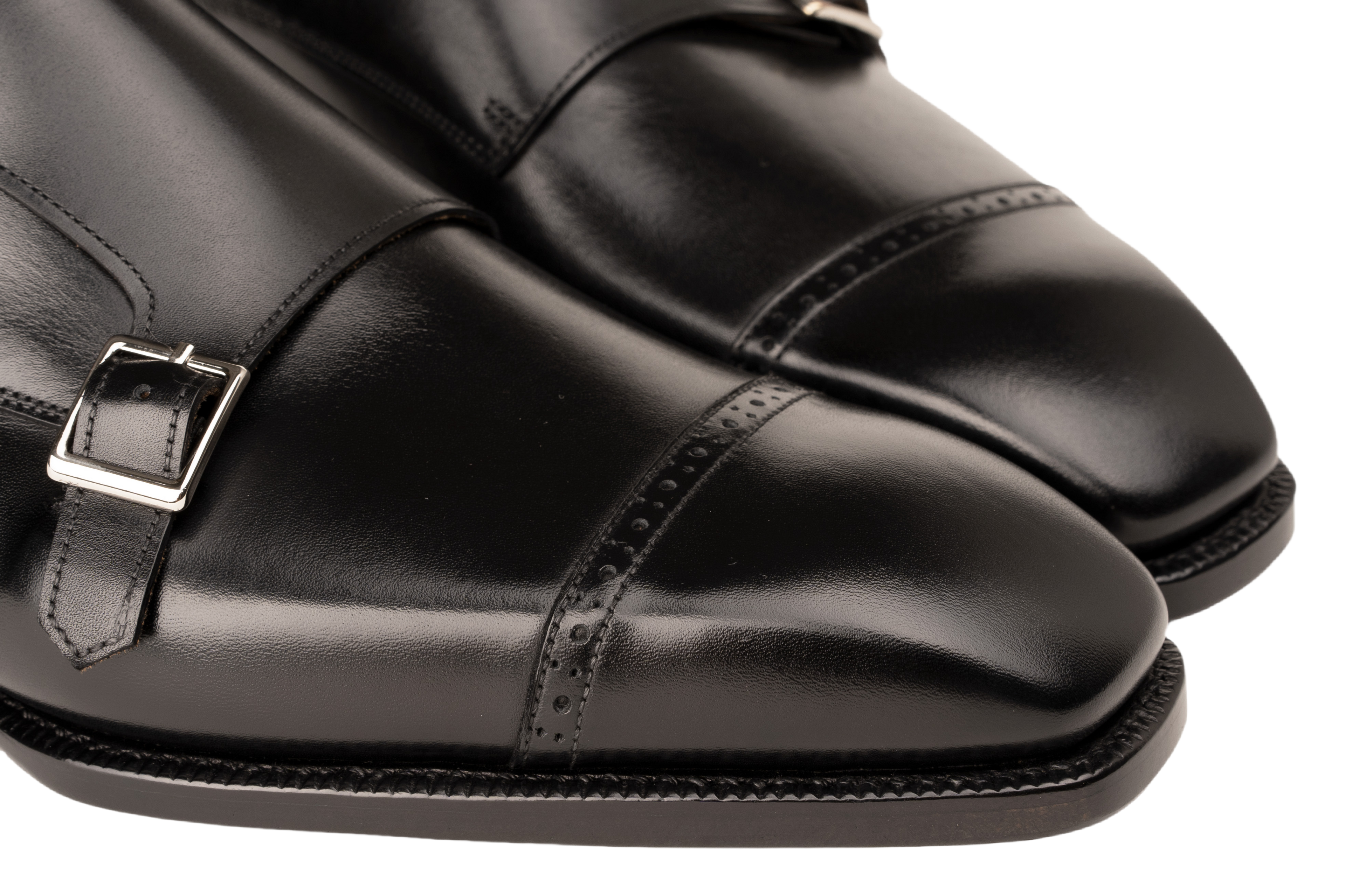 Black Double Monk Strap Shoes – Handcrafted Italian Leather