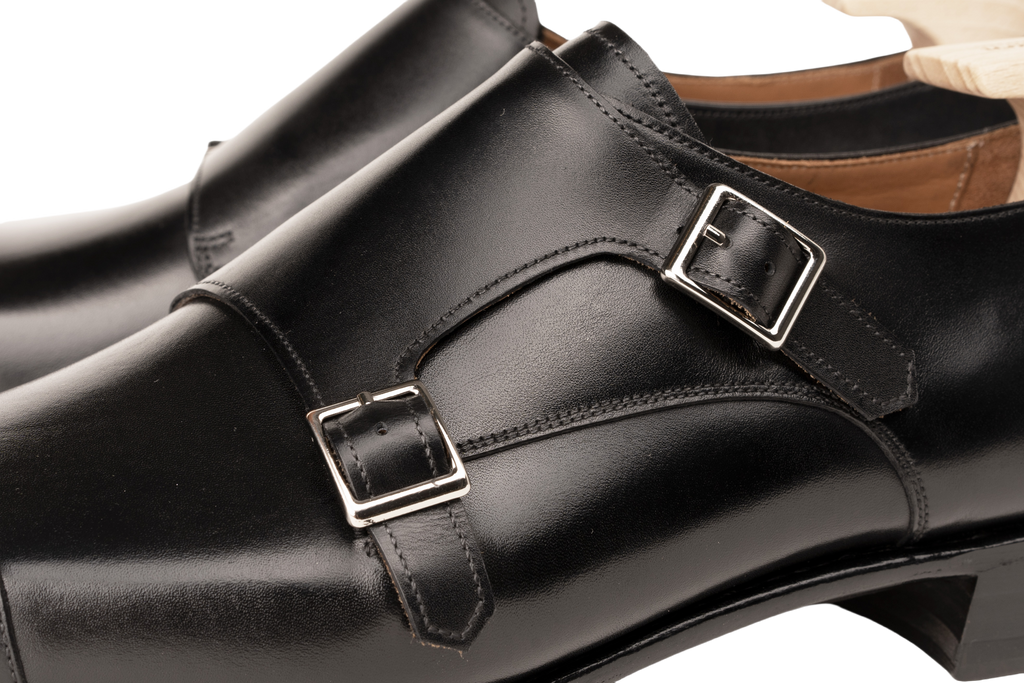 Black Double Monk Strap Shoes – Handcrafted Italian Leather
