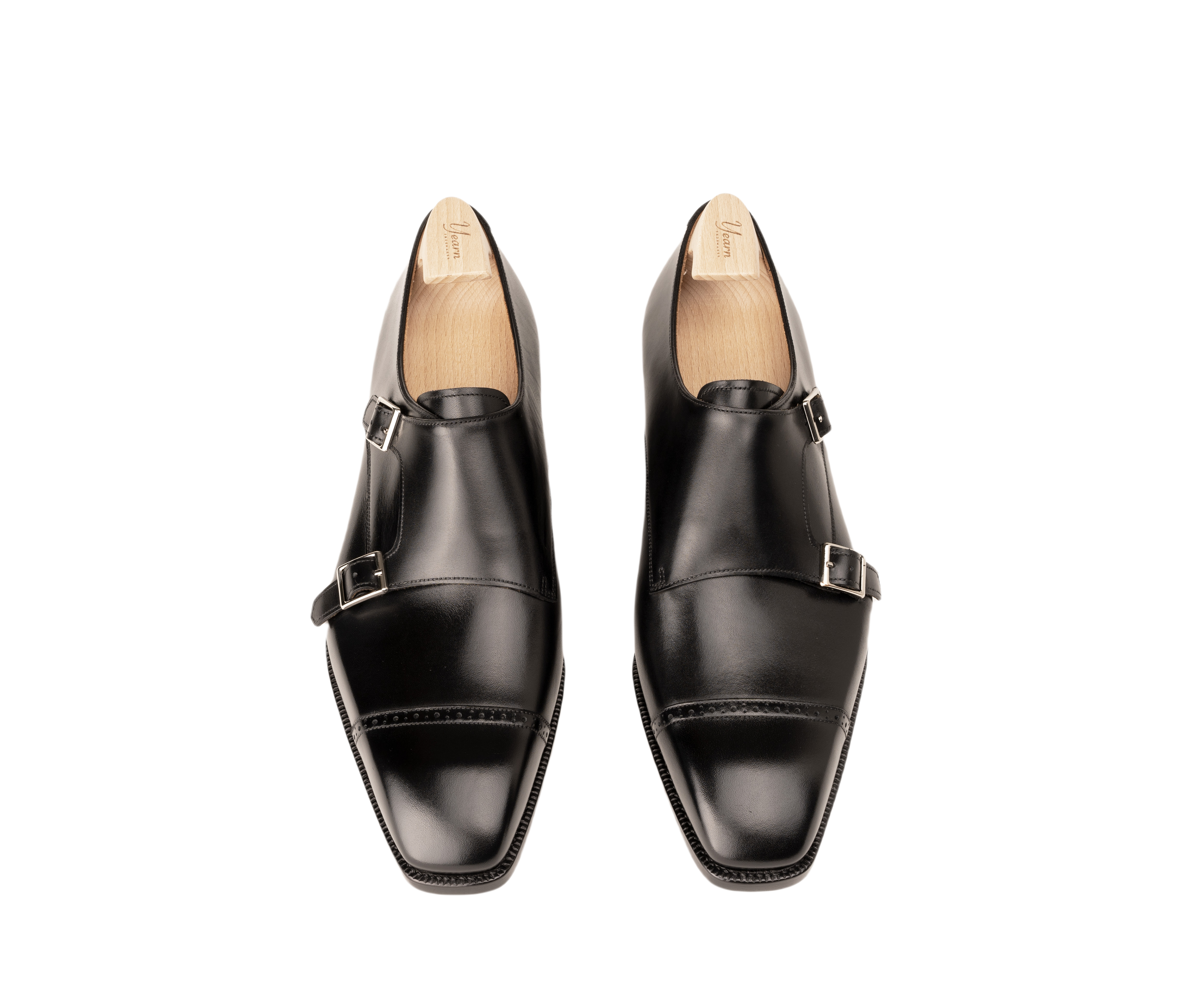 Black Double Monk Strap Shoes – Handcrafted Italian Leather