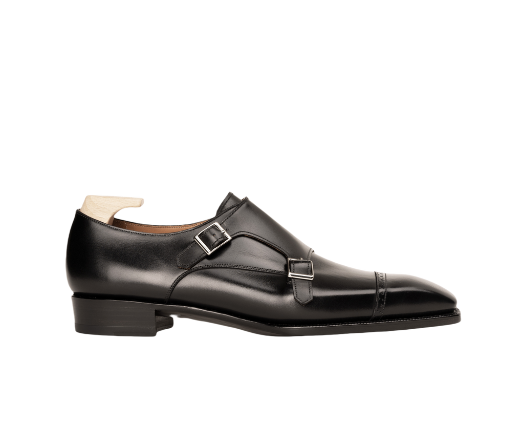Black Double Monk Strap Shoes – Handcrafted Italian Leather