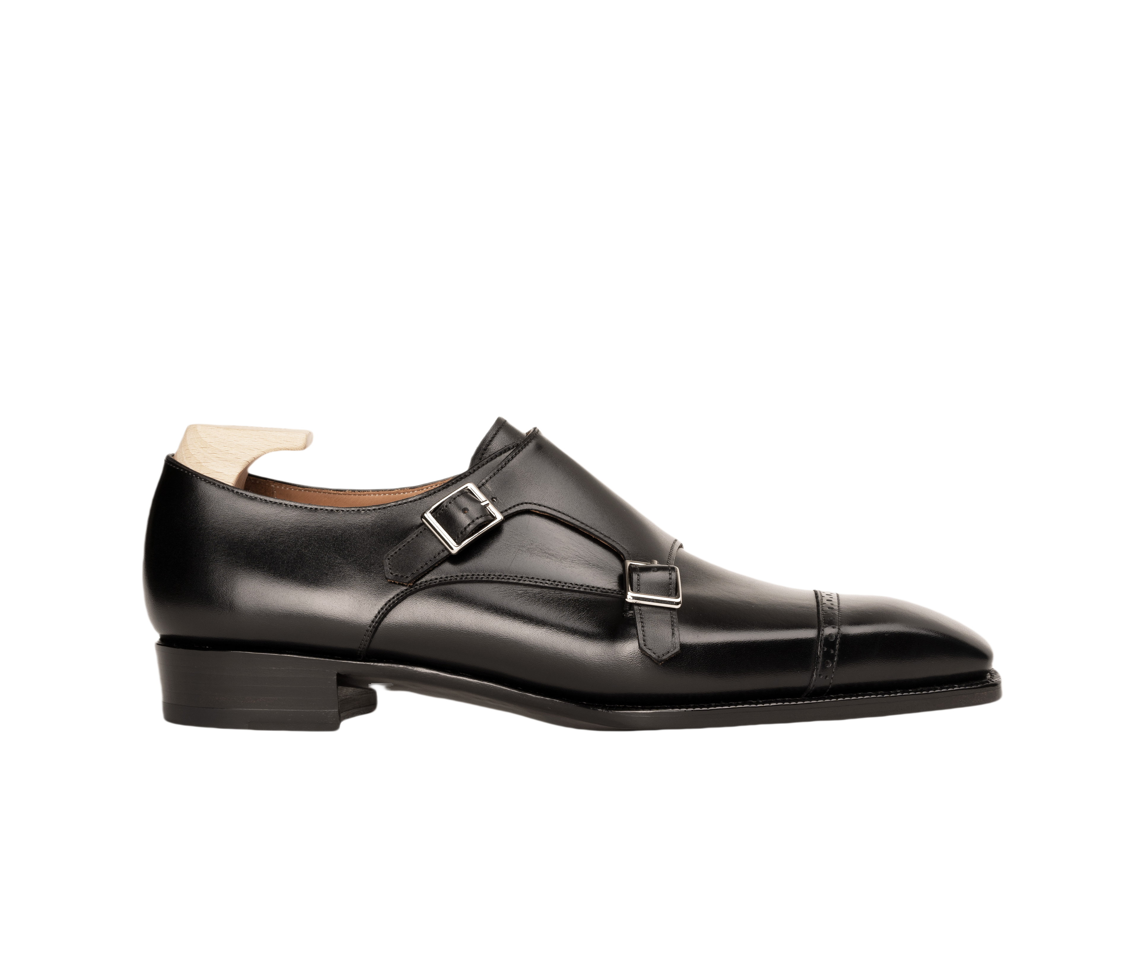 Black Double Monk Strap Shoes – Handcrafted Italian Leather
