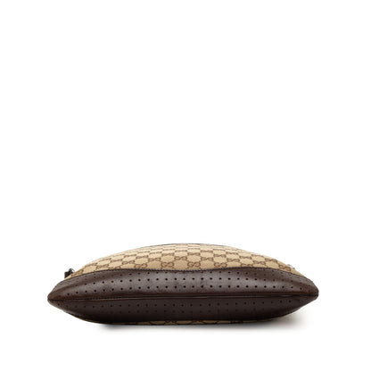 Zip Messenger Bag GG Canvas with Perforated Leather Medium