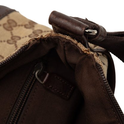 Zip Messenger Bag GG Canvas with Perforated Leather Medium